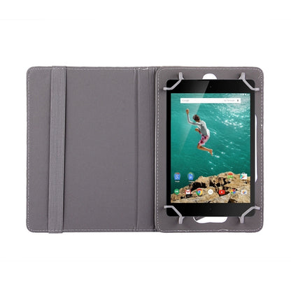 9-inch tablet folio case, dark gray leather-look with stand showing a tablet