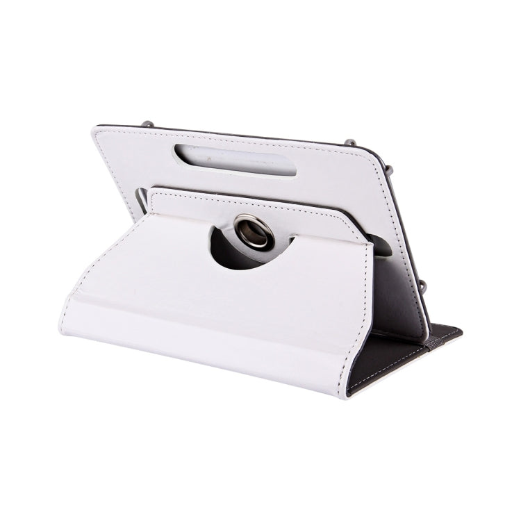 9-inch tablet folio case, white leather-look cover with rotating stand and strap