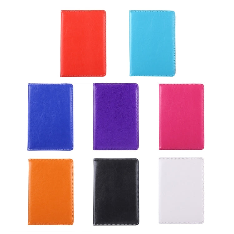Tablet leather folio case color swatches in red, blue, purple, pink, black, white