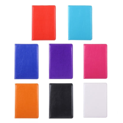 Tablet leather folio case color swatches in red, blue, purple, pink, black, white