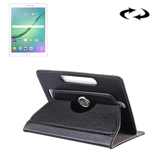 10-inch tablet leather folio case, black with front stand and strap ring closure