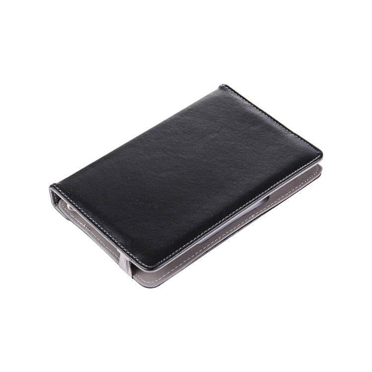 10-inch tablet leather folio case, black with stitched border and slim closed profile