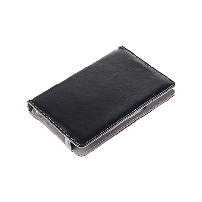 10-inch tablet leather folio case, black with stitched border and slim closed profile
