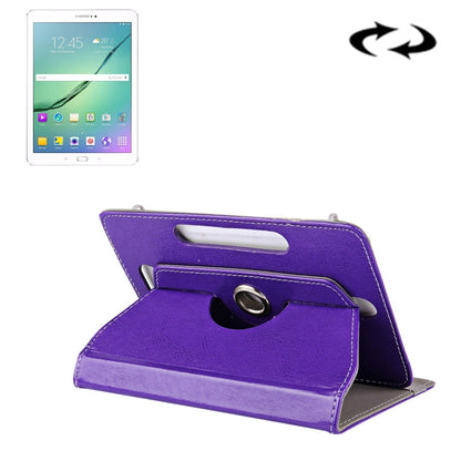 10-inch purple leather tablet case with rotating stand and camera cutout