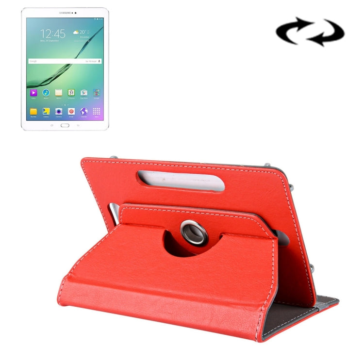 10-inch tablet leather folio case, red open with stand and strap ring closure