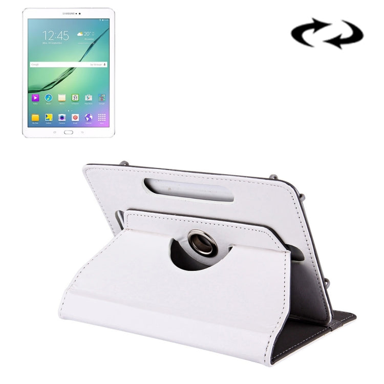 10-inch white leather tablet case with rotating stand and camera cutout