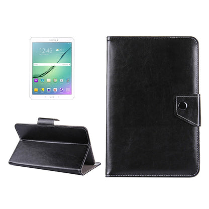 10-inch tablet leather case in black with folio stand and snap strap