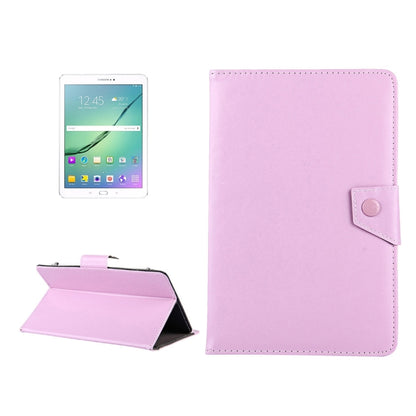 Purple leather-look tablet case with folding cover and snap strap, 10-inch