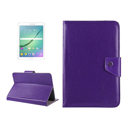 10-inch tablet leather case in purple with folio stand and snap strap
