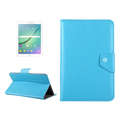 10-inch tablet leather case in light blue with folio stand and snap strap