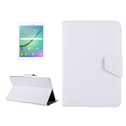 White leather-look tablet case with folding cover and snap strap for 10-inch tablets