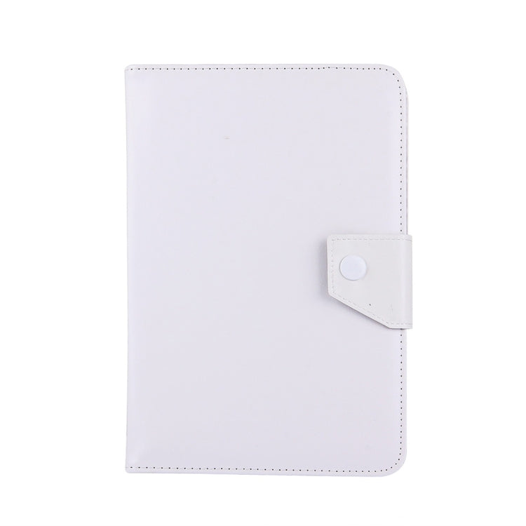 White leather-look tablet case with snap strap on front, for 10-inch tablets