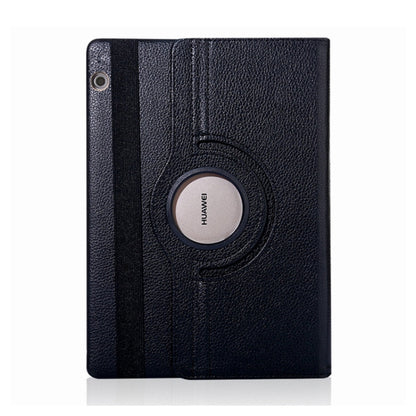 Dark navy leather-look folio case with circular holder ring for 10.1-inch tablet