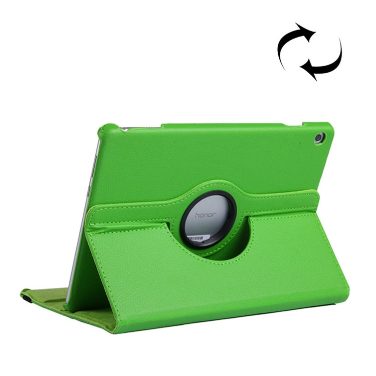 Green leather-look flip tablet case with circular holder ring and fold stand