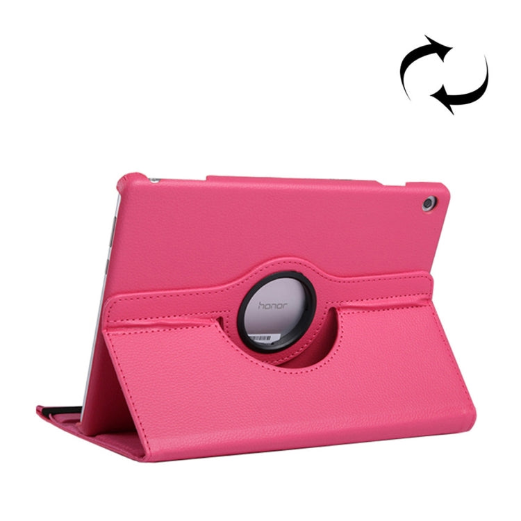 360-degree rotating leather tablet case with stand and circular holder, pink