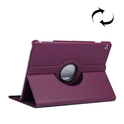 360-degree rotating leather tablet case with stand and circular holder, dark purple