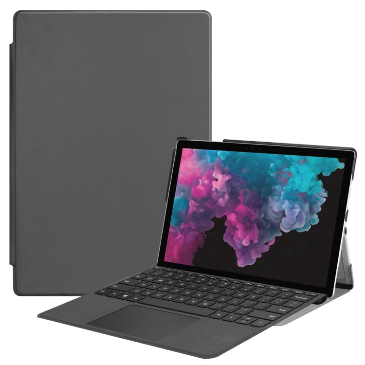 Grey PU leather flip case with front cover and built-in stand for tablet use