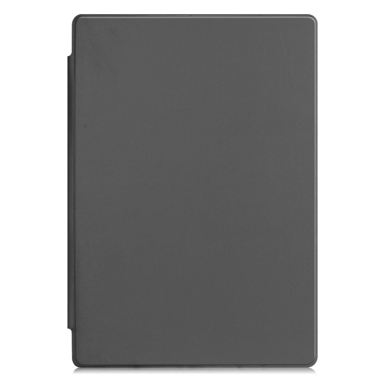 Grey PU leather flip case front view with smooth textured cover
