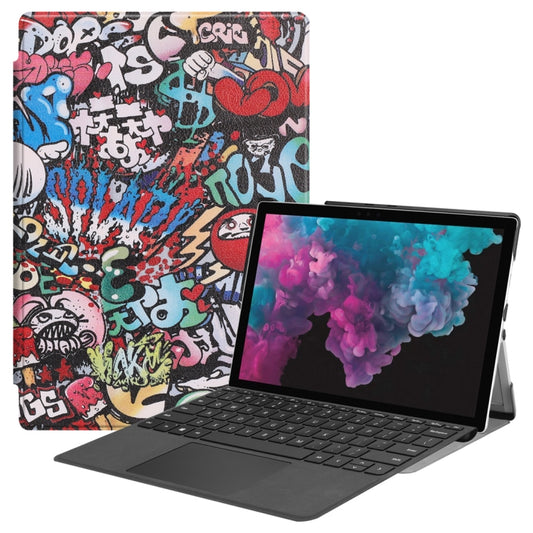 Graffiti PU leather flip case for Surface Pro 12.3-inch, open with tablet display