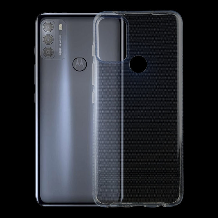 Transparent ultra-thin TPU phone case with raised edges and cutouts for camera and speaker