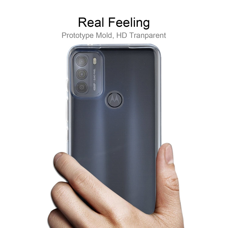 Transparent TPU phone case on smartphone, showing camera cutout and slim profile