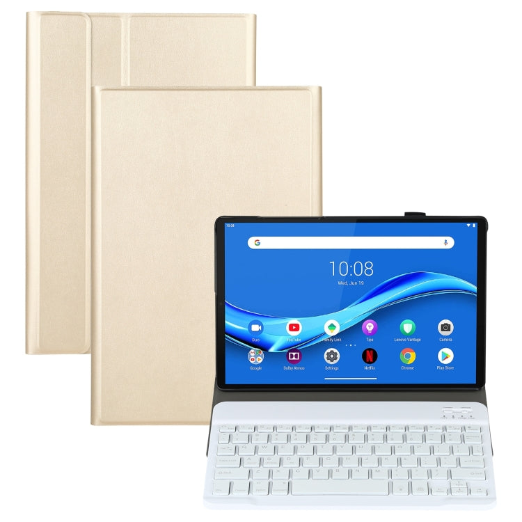 Beige detachable keyboard tablet case with backlit keys and flip viewing stand