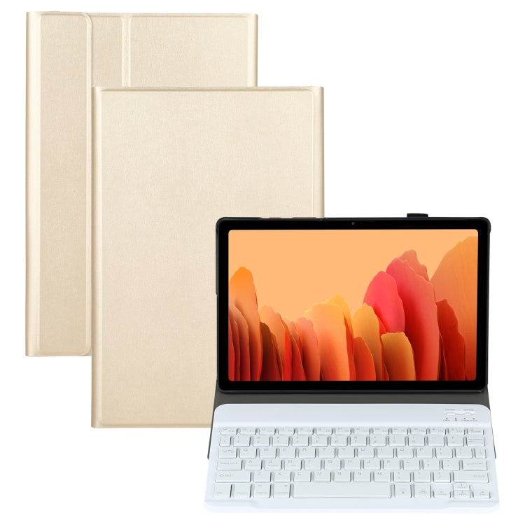 Detachable Bluetooth backlit keyboard tablet case with folio stand, beige cover and white keyboard