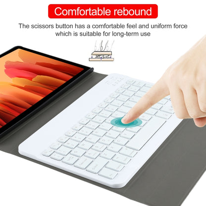 Detachable Bluetooth backlit keyboard tablet case with stand, black folio and white keyboard keys