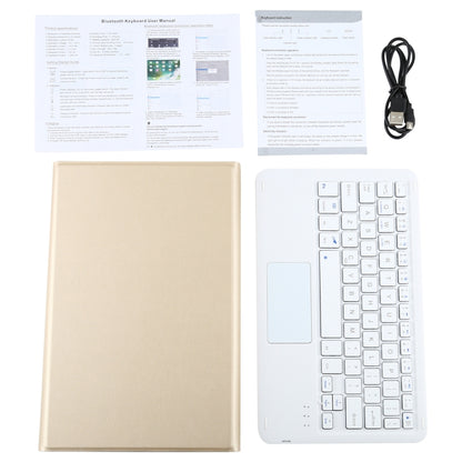 Beige tablet keyboard case with detachable Bluetooth keyboard and touchpad