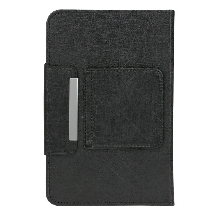 Black leather-style tablet case with front pocket and magnetic closure tab