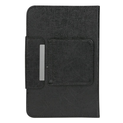Black leather-style tablet case with front pocket and magnetic closure tab