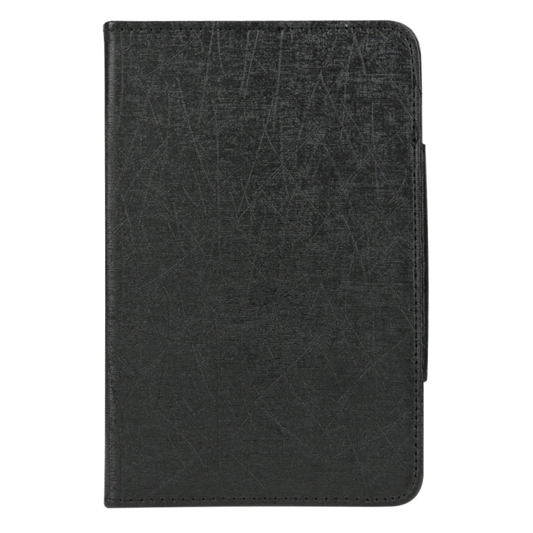 Black leather-style folio tablet case with stitched edges and smooth textured surface