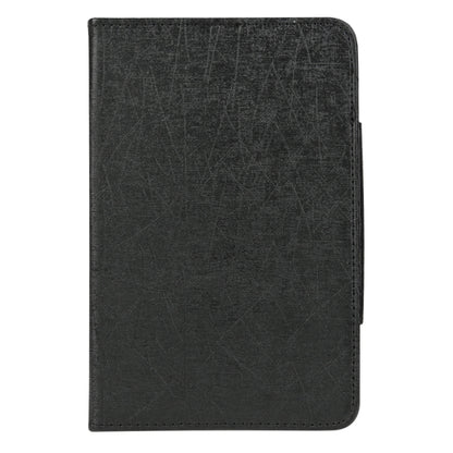 Black leather-style folio tablet case with stitched edges and smooth textured surface