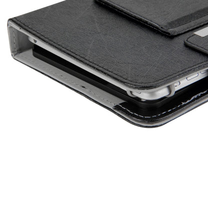 Close-up of black folio case edge and layered sleeve for tablet protection