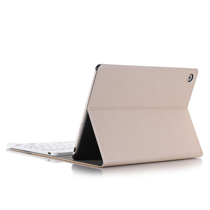 Tablet case in beige folio style with stand, compact front flap and camera cutout