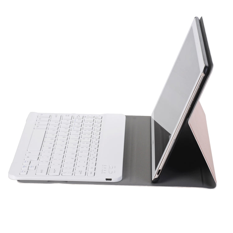 Folio tablet case with detachable keyboard, beige cover with white keyboard on hinge