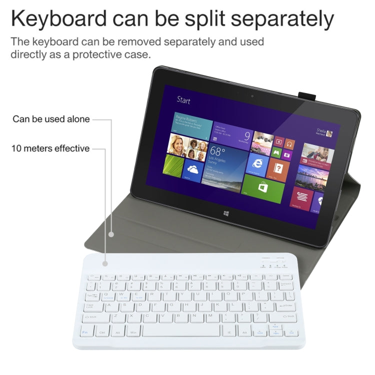 Tablet case with detachable keyboard positioned for separate use on a flat surface