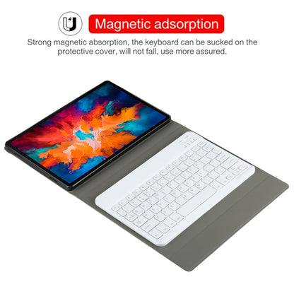 Magnetic-detach folio tablet case with white keyboard, tablet secured
