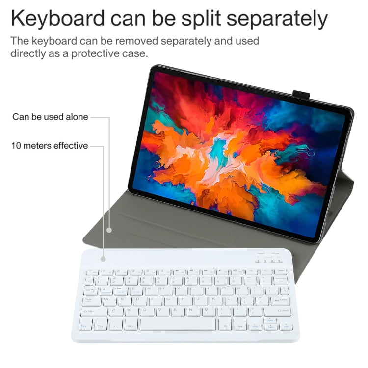 Tablet stand with detachable white keyboard set for typing and portability