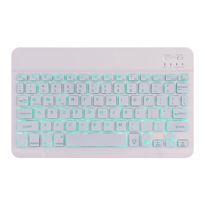 2-in-1 Bluetooth keyboard with removable case, rose/pink folio and teal backlit keys