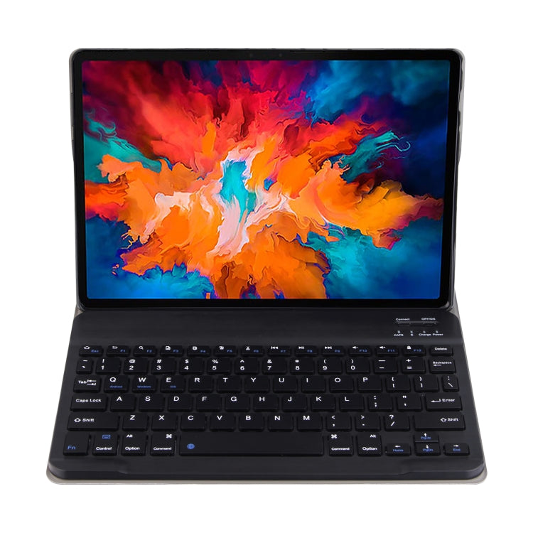 Navy tablet case with built-in stand and black Bluetooth keyboard
