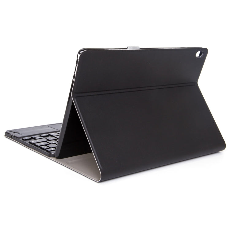 Black folio tablet case with detachable Bluetooth keyboard and touchpad