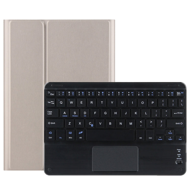 Gold tablet case with detachable Bluetooth keyboard and touchpad