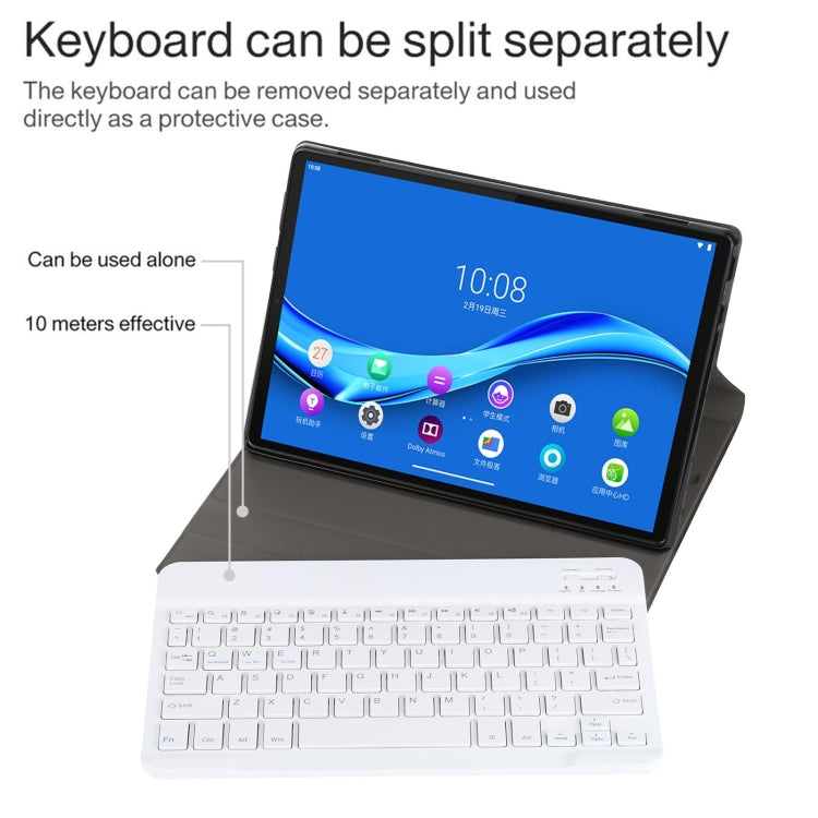 Tablet case with removable white Bluetooth keyboard used separately