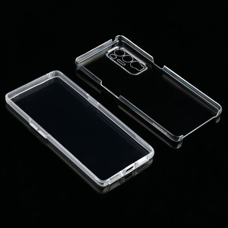 Transparent case set with two pieces, visible camera and button cutouts