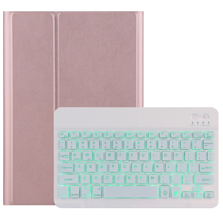 Rose pink tablet case with detachable backlit Bluetooth keyboard