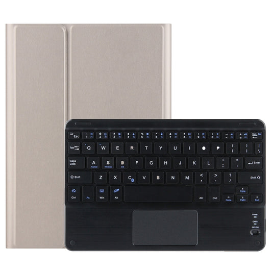 Gold leather-look tablet case with removable Bluetooth keyboard and touchpad