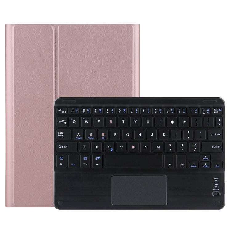Rose pink leather-look tablet case with detachable Bluetooth keyboard and touchpad