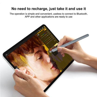 Gray stylus pen in use on tablet screen