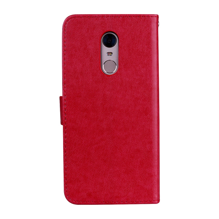 Red PU leather flip wallet case with camera cutout and button ports